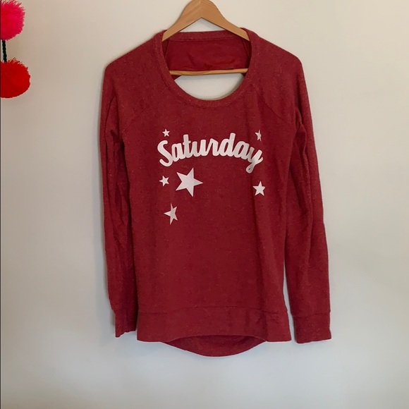Chaser Saturday Washed Red Backless Sweatshirt - Picture 4 of 8